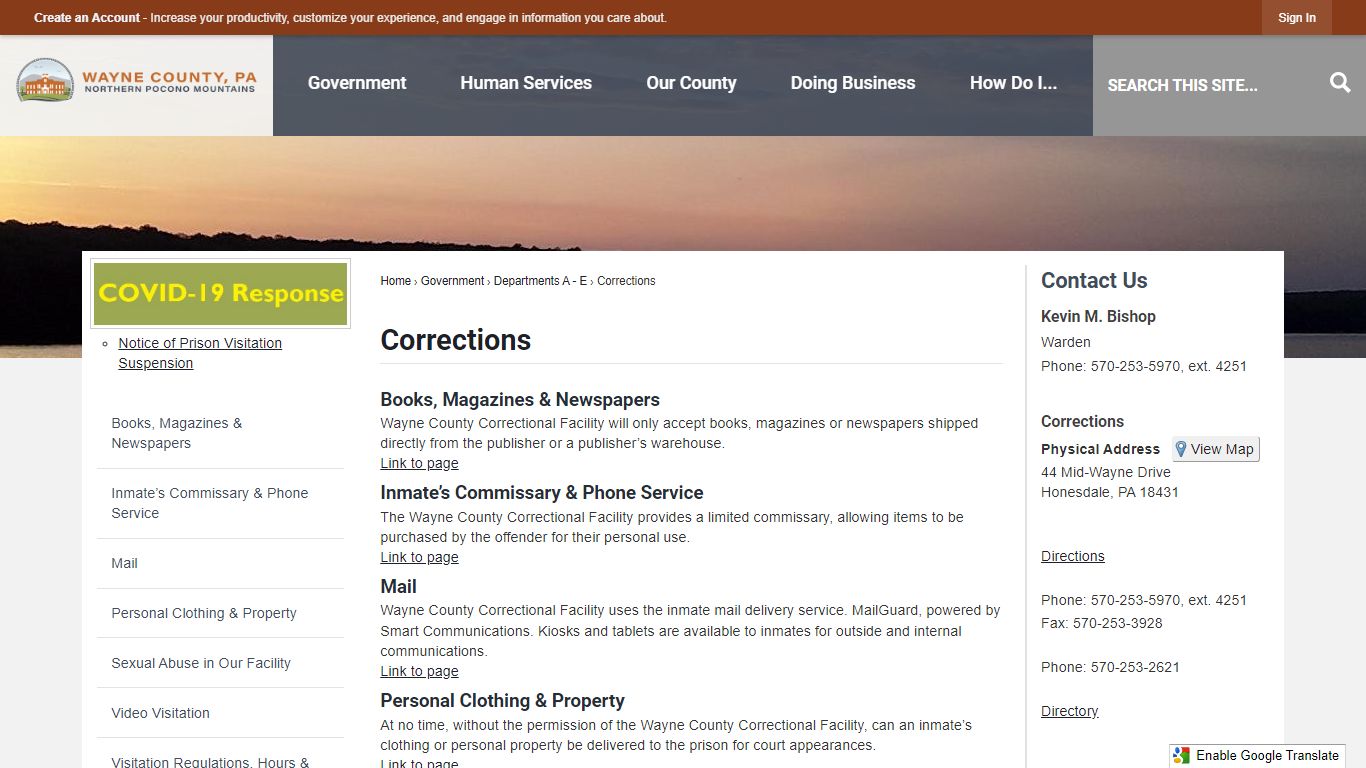 Corrections | Wayne County, PA